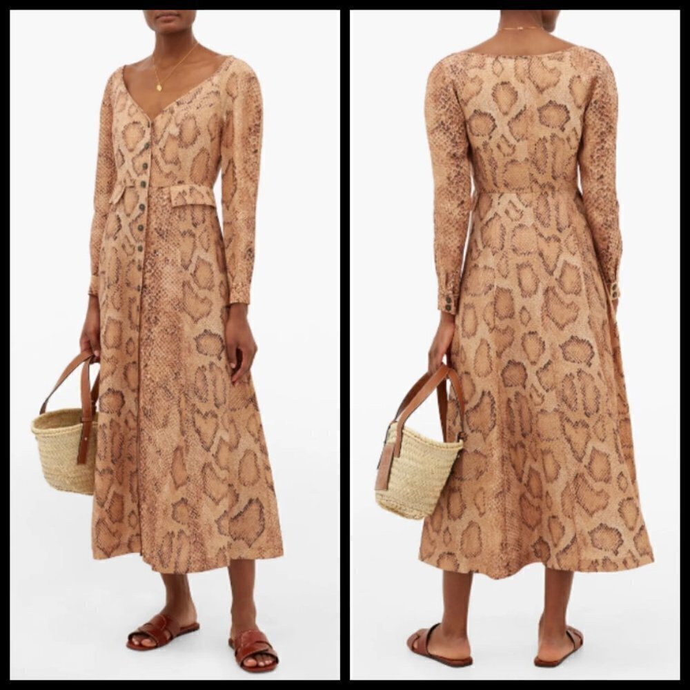 💕MARA HOFMAN💕 Silvana Snake-Print Shirt Dress 4